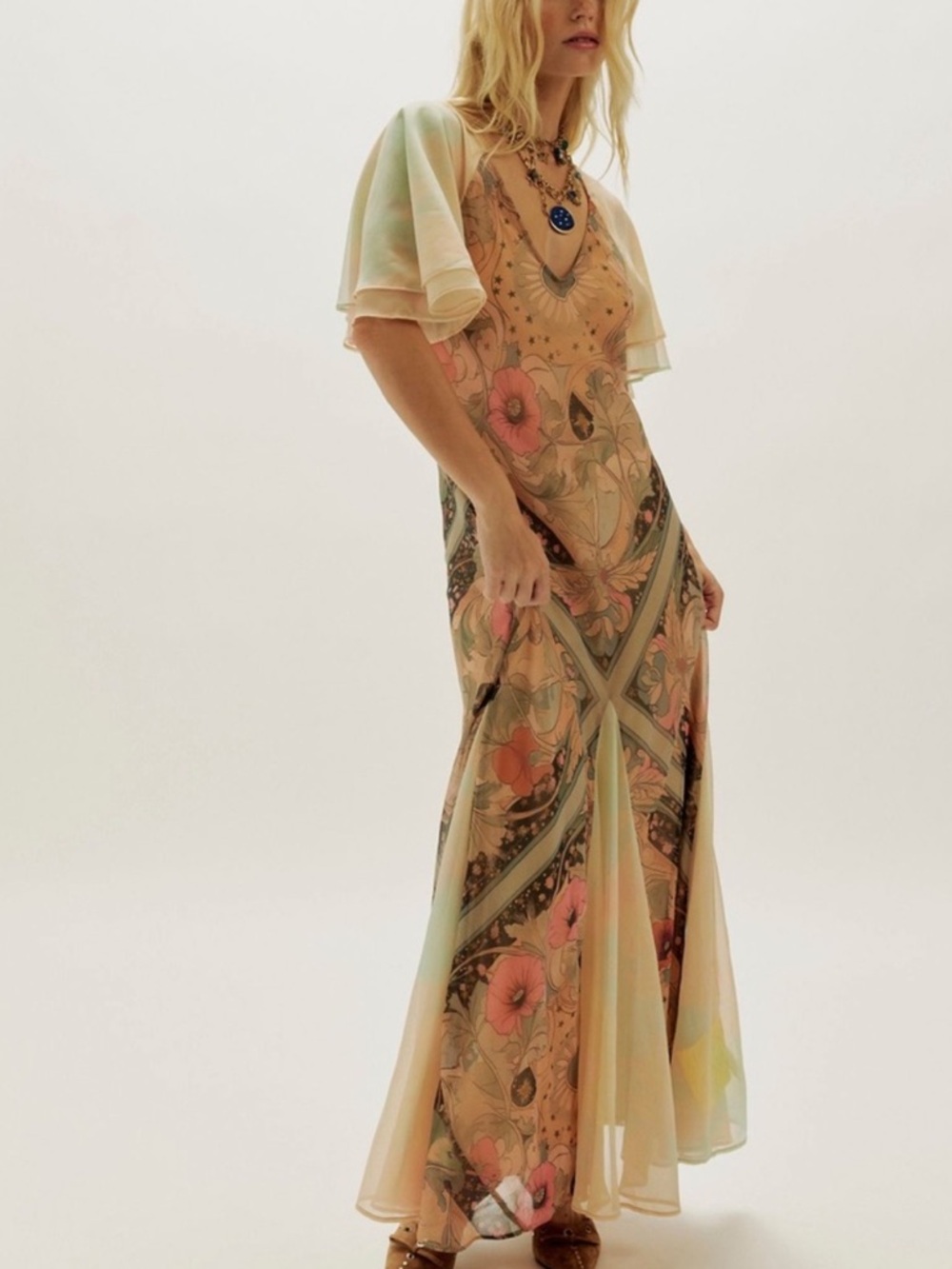 🆕 Free People Celestial Nights Maxi Dress in Fairy Combo Print - Picture 7 of 8